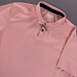 Rhone Polo Shirt Mens 2XL Pink Herringbone Stretch Golf Performance Short Sleeve